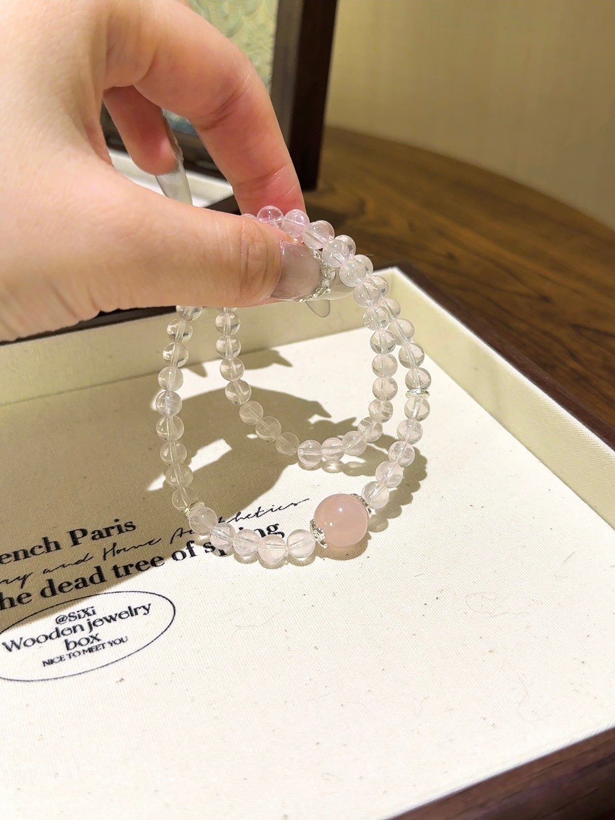 ▫️▪️ Pink crystal multi-loop bracelet